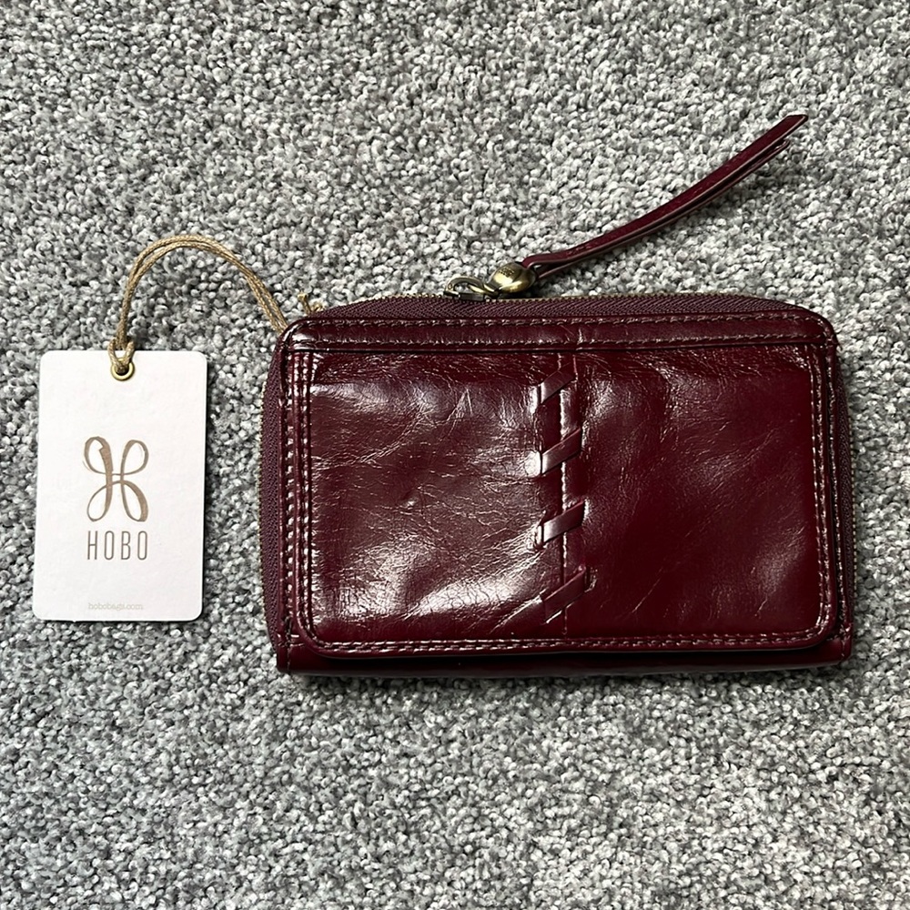 HOBO “Elm” Deep Plum Distressed Leather Zip Around Wallet